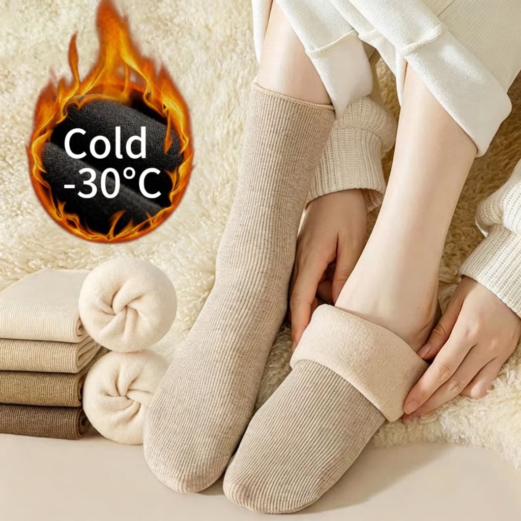 Kit 1/2/3/5 Pares de Meias/Meias Soquete Térmica Grossa Flanelada Fleece Inverno Frio Intenso