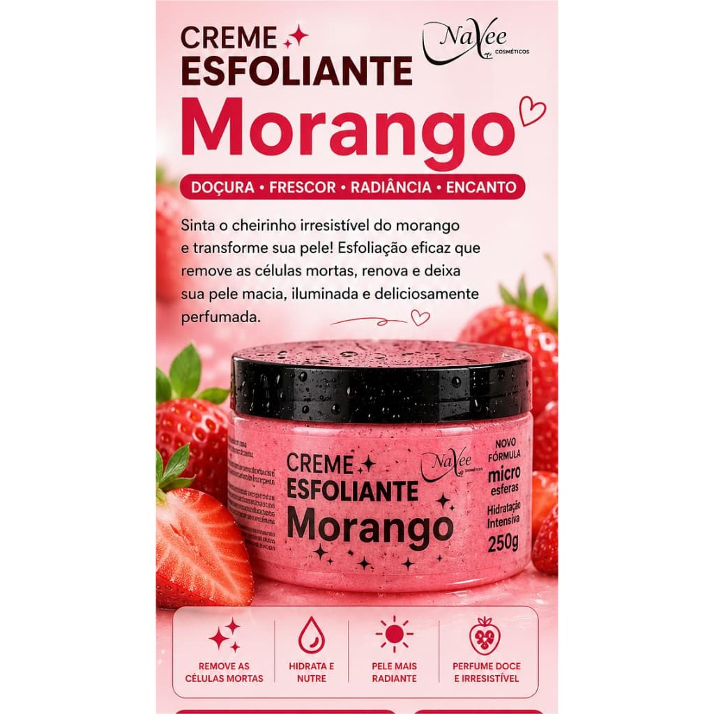 Kit Creme Esfoliante Corporal Naxos 250g ( 6,12 ou 24 unidades) Hidratação e pele macia - Fragrâncias Variadas.