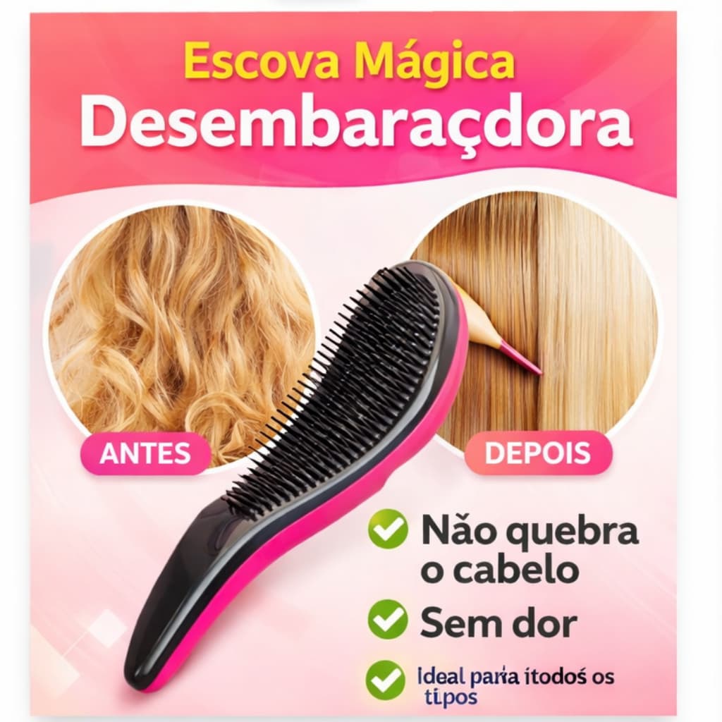 Kit 10 - Escovas Mágicas pra cabelo - Anti Frizz - De Desembaraçar Cabelo cores sortidas