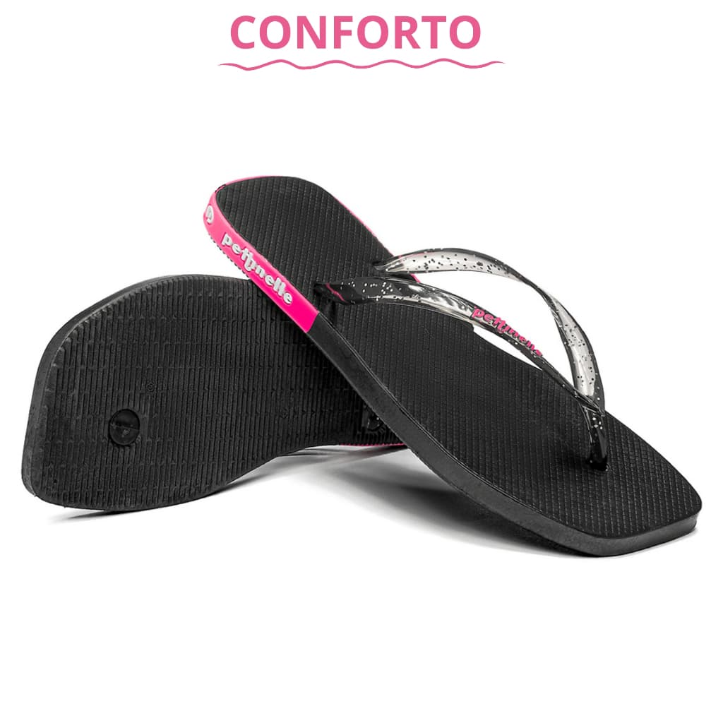 Chinelo Feminino Traserinha Personalizado Branco Preto