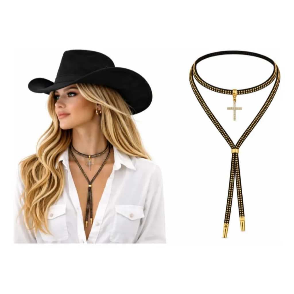 Colar choker estilo country gravatinha ana sertanejo CRUZ