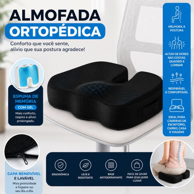 Almofada Ortopédica com Gel e Espuma de Memória – Conforto e Alívio para Coluna