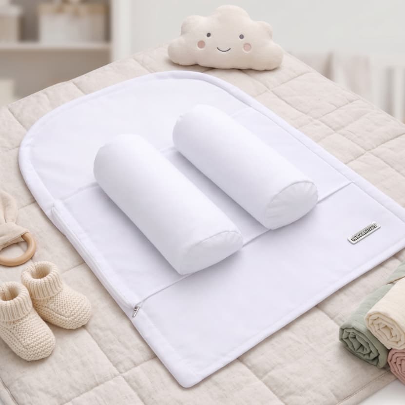 Capa travesseiro anti-refluxo com rolinhos rampa algodão Baby Holder