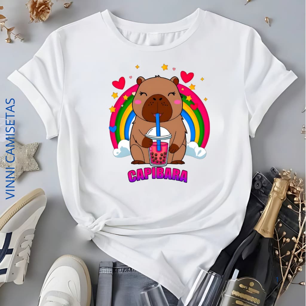Camiseta Feminina Capivara Blusa 100% Algodão Envio Rápido Delicada