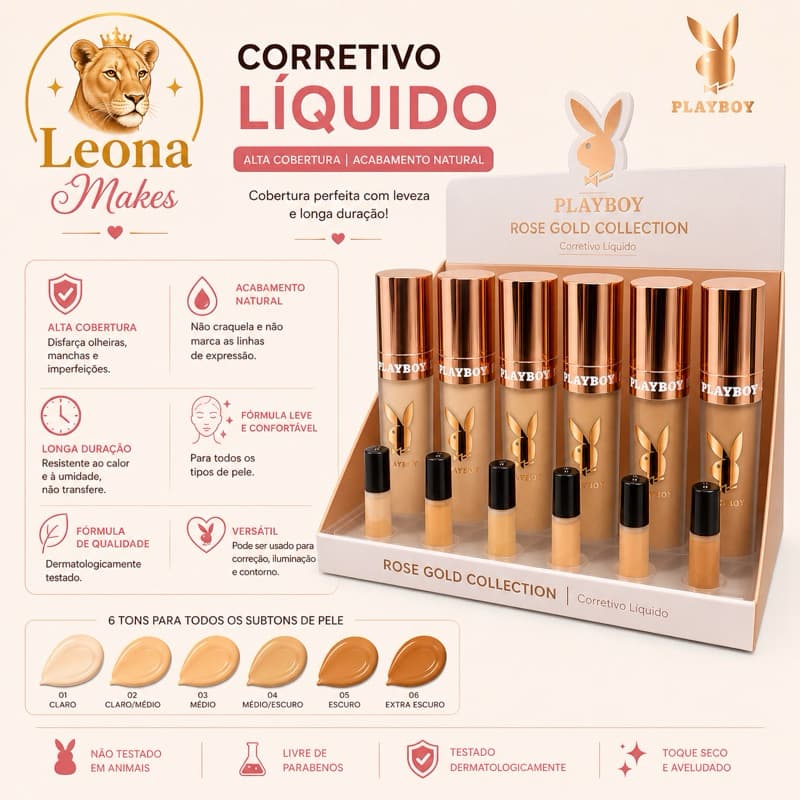 Corretivo Líquido Playboy Rose Gold Collection