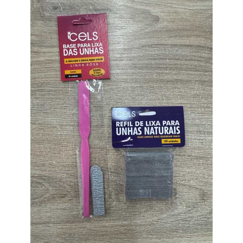 Kit lixa + base/ base Lixa/ 100 Unidades de Refil Lixas Para Unhas Naturais - Cels (ESCOLHA NA VARIAÇÃO)
