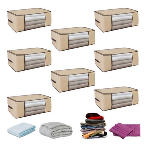 Kit 8 Organizadores Caixa Multiuso Closet Edredon Tnt 60x45x30