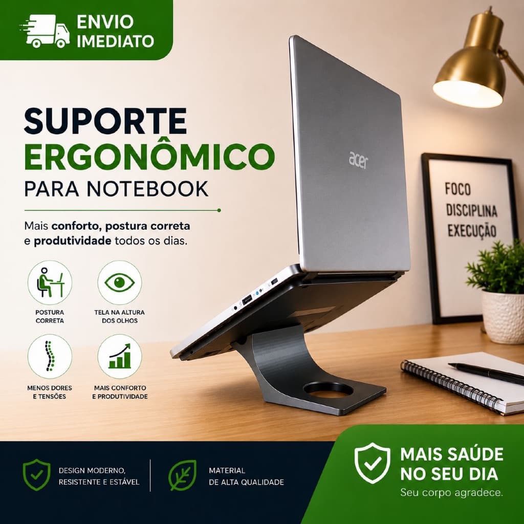 Suporte Ergonômico Notebook Laptop Base Elevada Compacta Premium