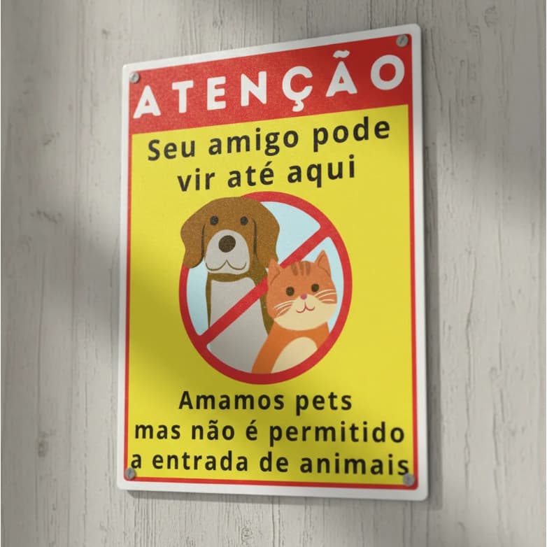 Kit 2 Placas Sinalização Proibido Entrada De Animais Neste Local