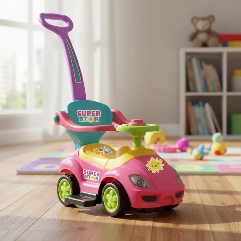 Carrinho Passeio Quadriciclo Infantil Mega Car C/ Empurrador Azul Rosa Vermelho Homeplay Oferta Full