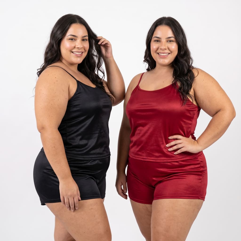 Kit 2 Pijamas Feminino Plus Size liso BabyDoll - ShortDoll Super Fresquinho Moda Feminina