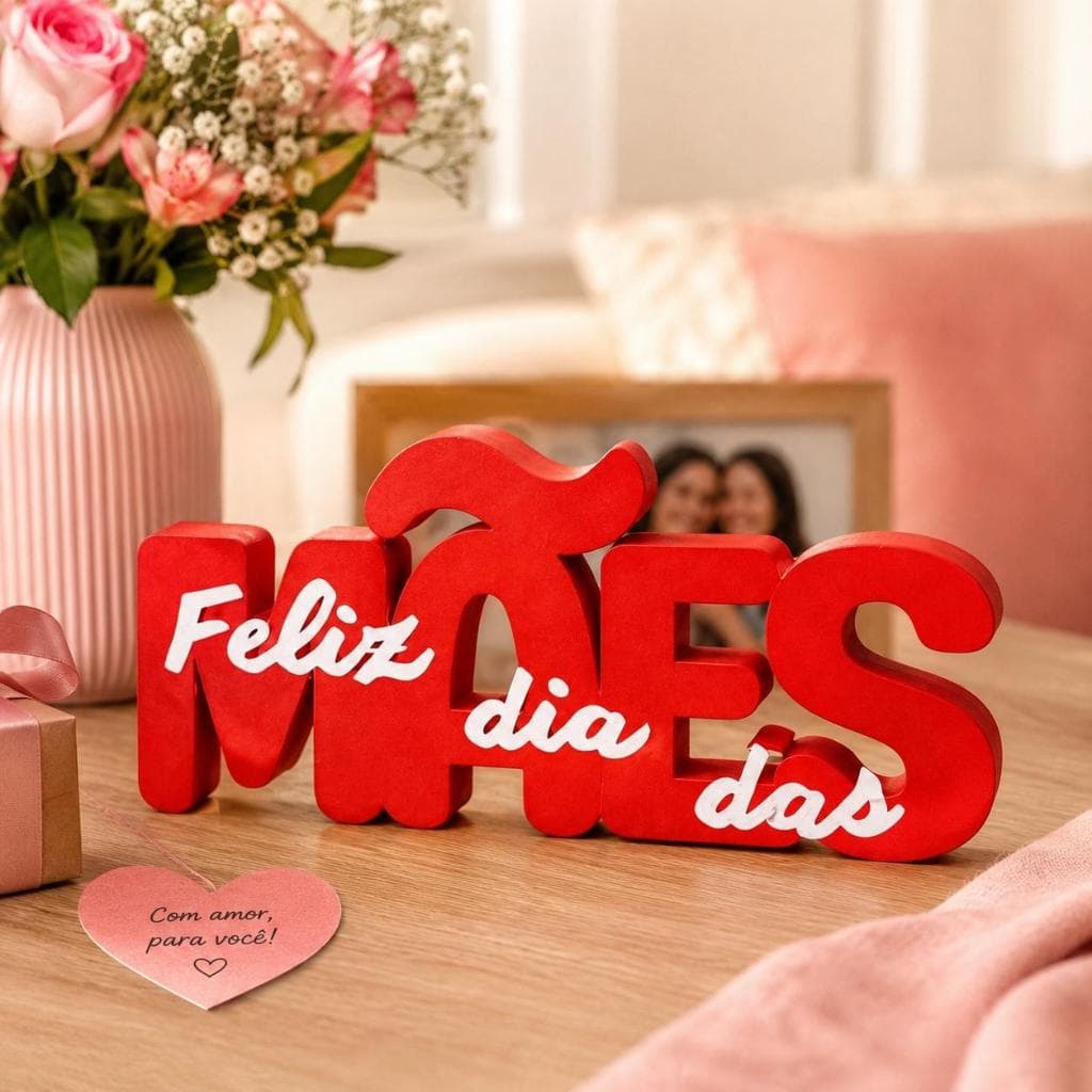 Escultura Feliz Dia das Mães Decor Presente Especial Mãe Decoração Amor de Mãe
