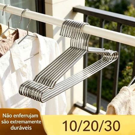 10/20/30 Cabides Aço Inoxidável Adulto Resistente e À Prova D'água Para Roupas e Armário