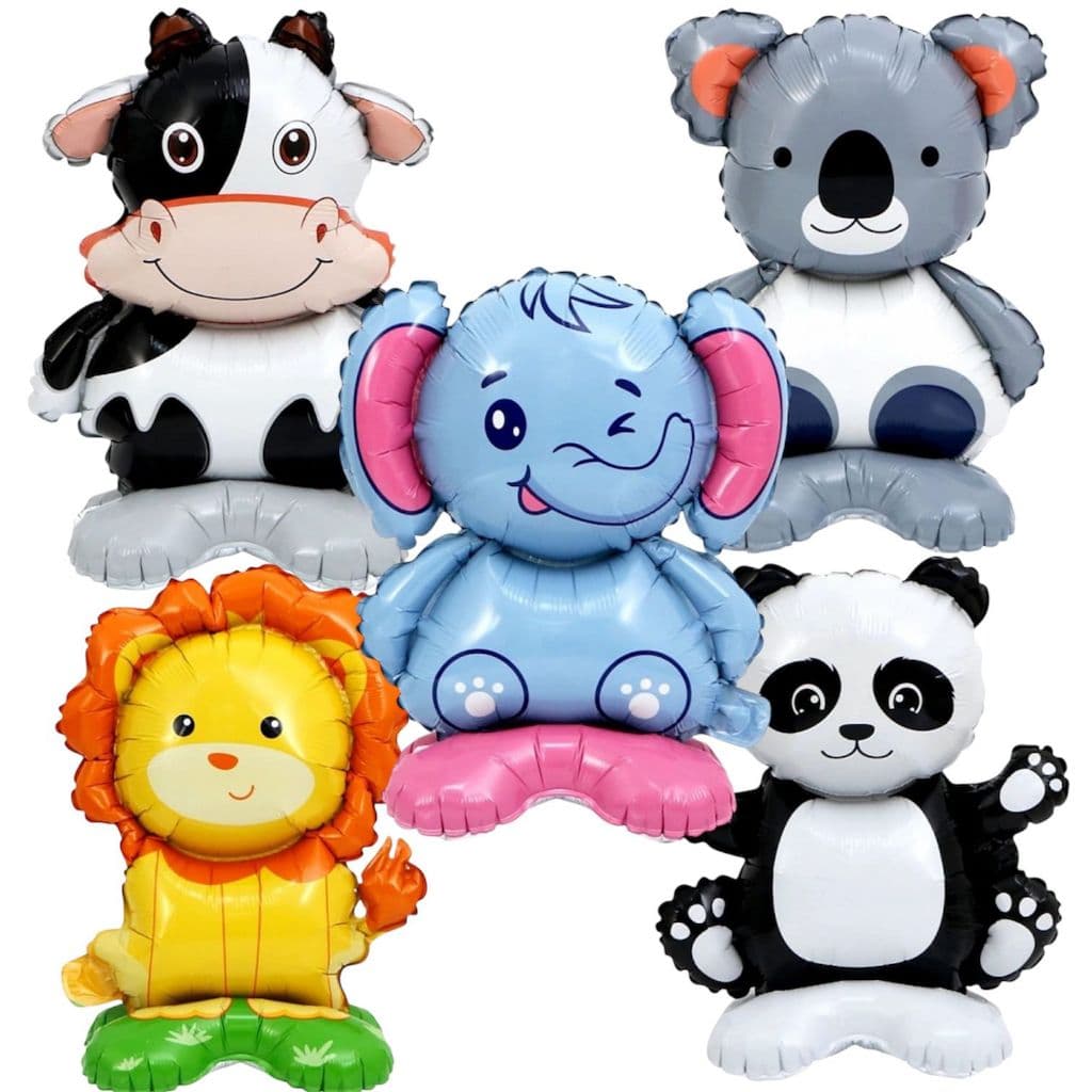 Kit 5PCS Balão Safari Animais Metalizado Base Centro Mesa Leão/pamda /Coala/vaca/Elefante