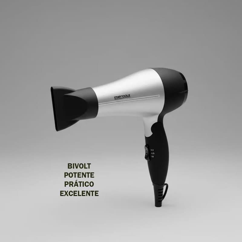 Secador de Cabelo dobrável Portátil 1200W Bivolt Alça Bocal Dois Níveis de Temperatura