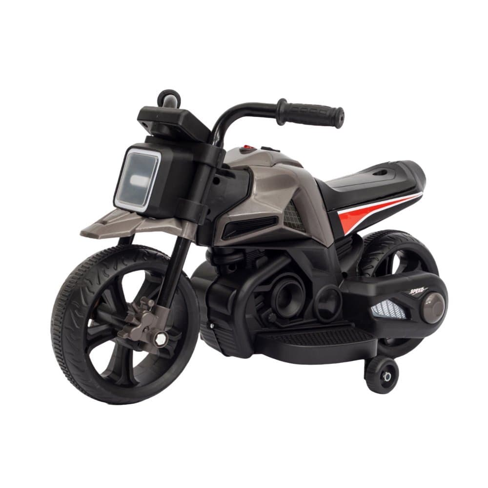 Moto Elétrica Infantil Criança Dark Rider Preta LED + Rodinhas Estável Segura 3+ anos