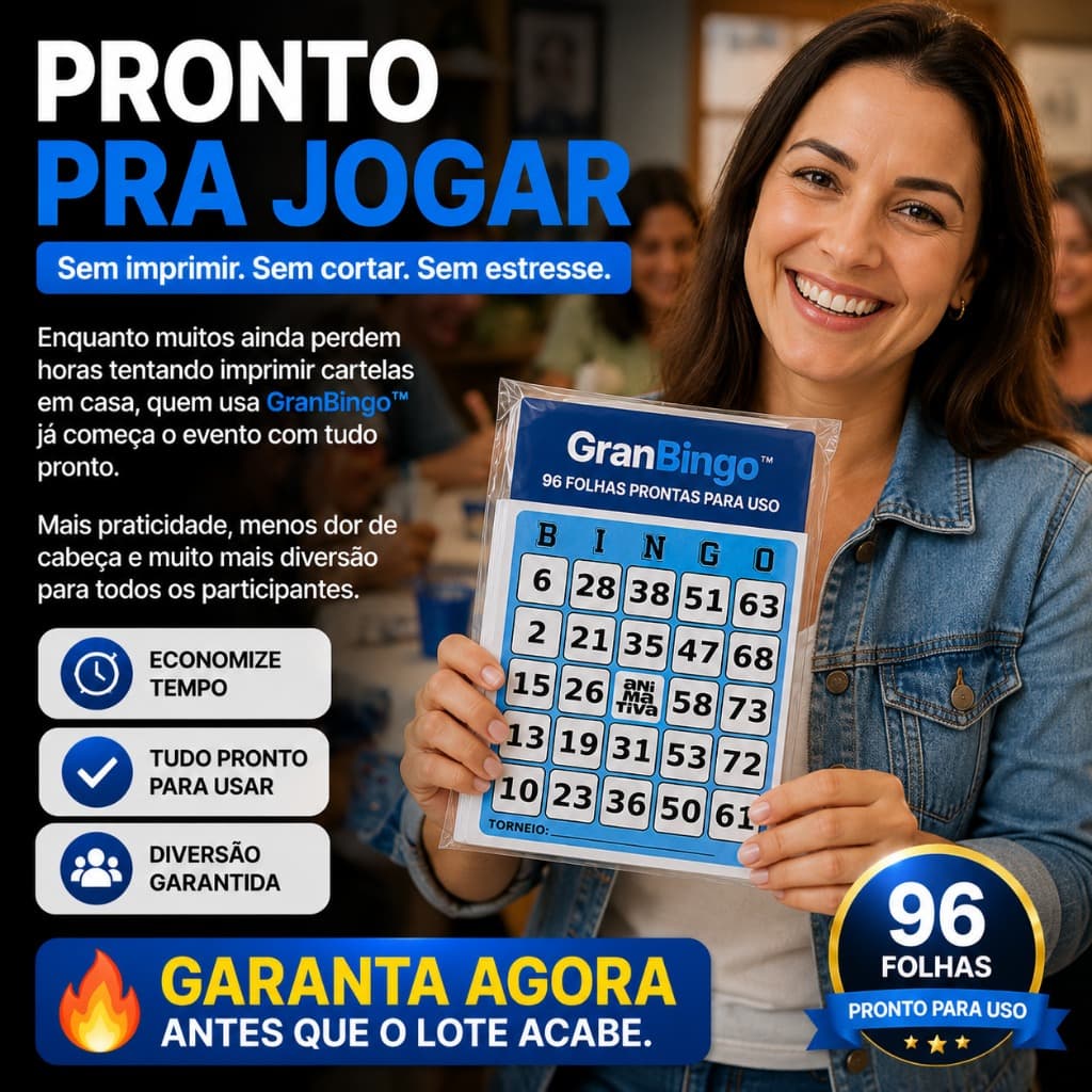 Cartelas Bingo 96 Folhas Azul Jogos Diversao Festas Familiares