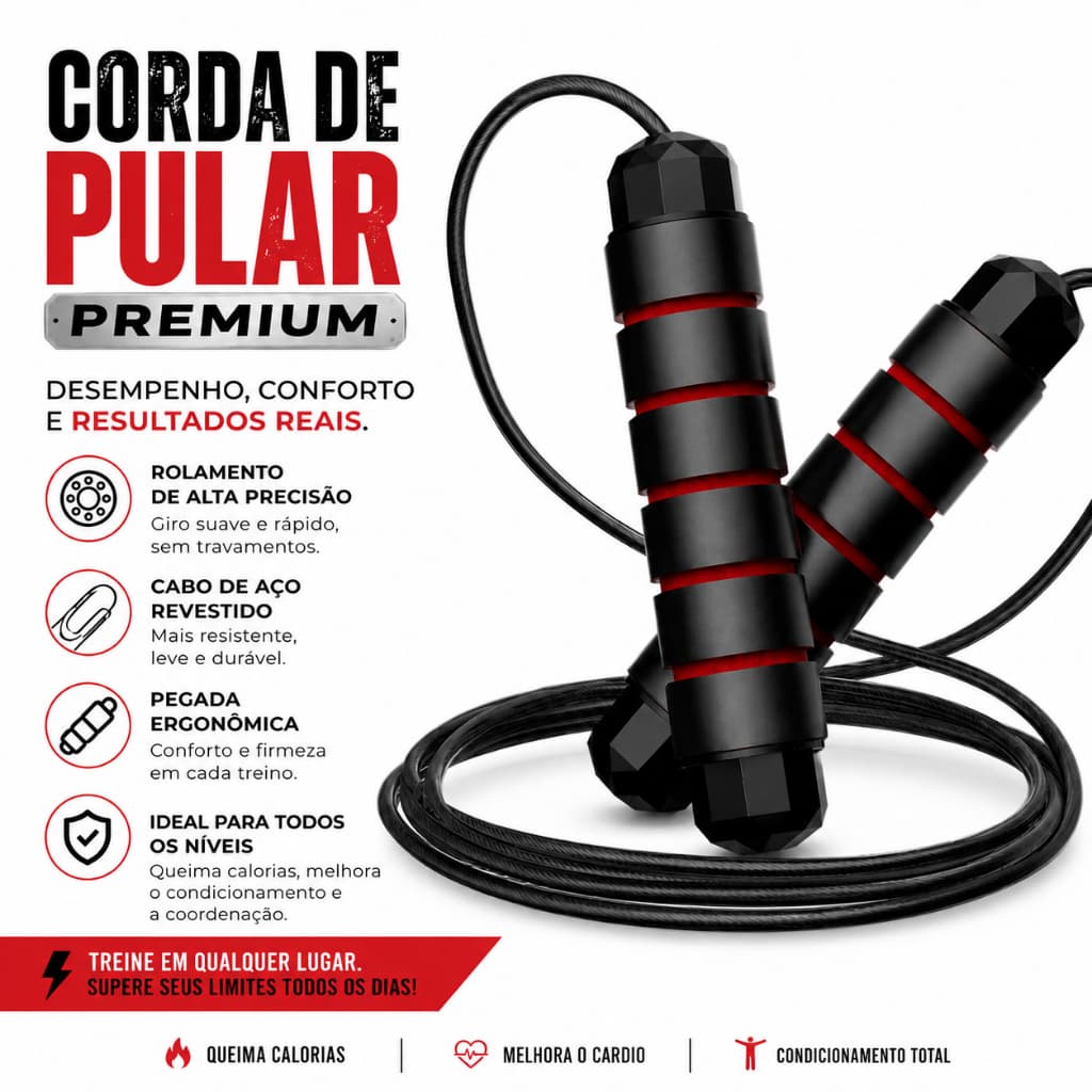 Corda de Pular Premium Profissional Crossfit Academia Ajustável Alta Velocidade
