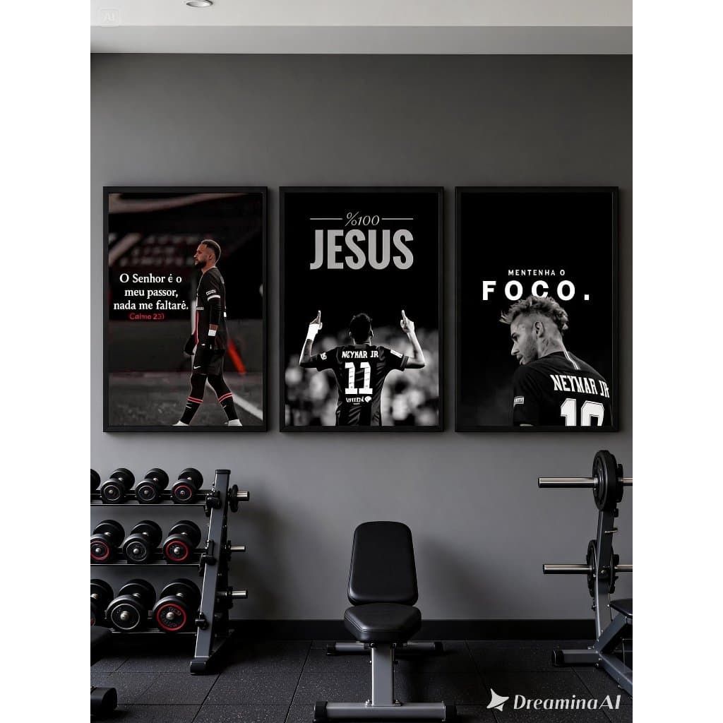QUADRO DECORATIVO NEYMAR FUNDO PRETO