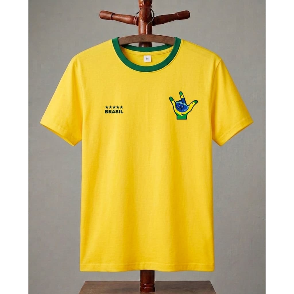 SELEÇÃO BRASIL CAMISETA AMARELA VERDE FUTEBOL AMARELINHA TORCEDOR BRASILEIRO FIT ACADEMIA MASCULINO FEMININO ADULTO