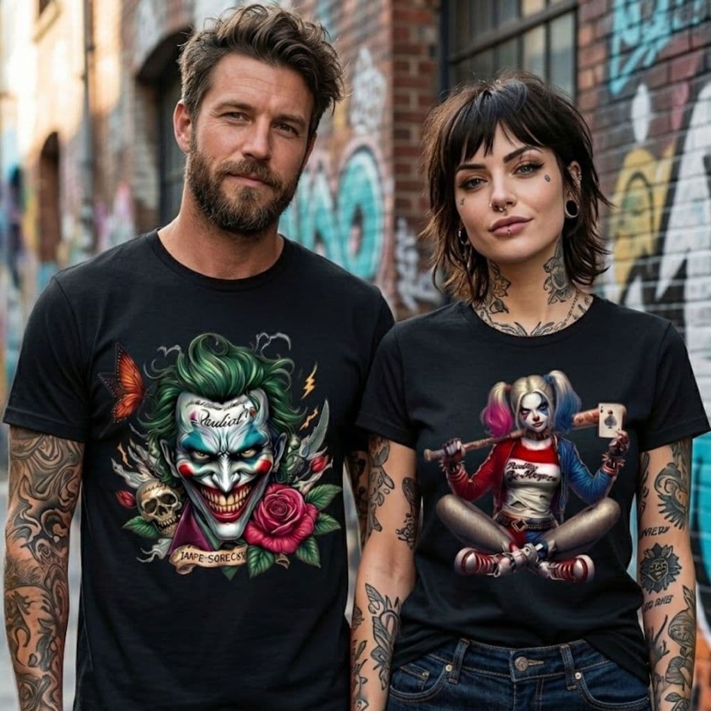 camiseta adulta masculina feminina casal coringa alerquina iconica autentica descolada unisex estilosa personagens