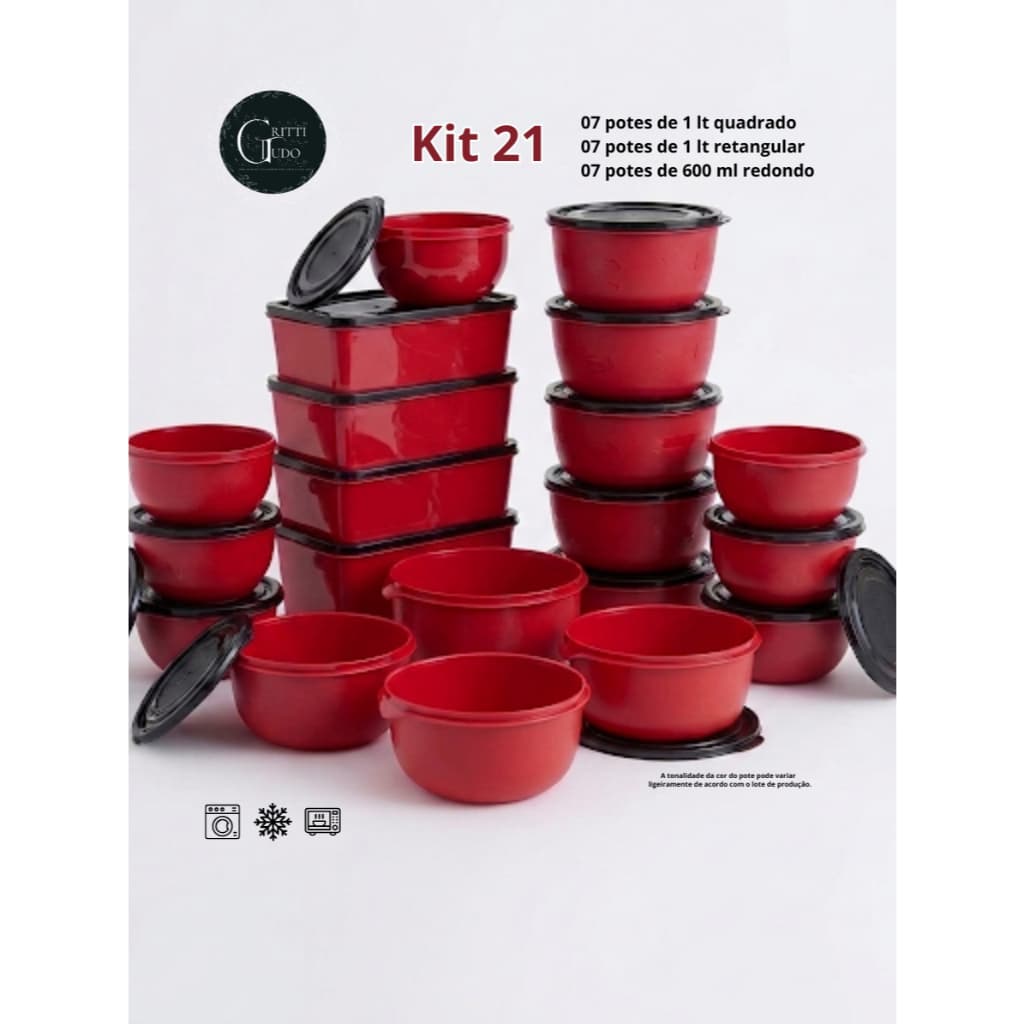 JOGO 21 POTES para casa -> MARMITA PARA DIA A DIA -> guardar comida --> plástico --> lancheira