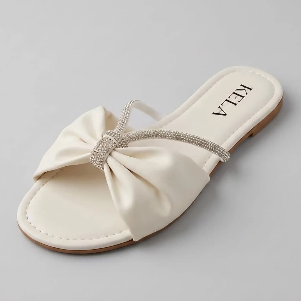 Rasteirinha Feminina Elegante Laço Strass Sandália Rasteira Feminina Chinelo Feminino Confortável Moda 2026