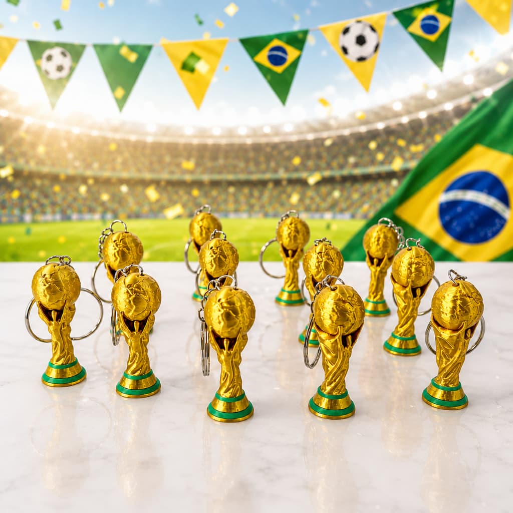 Kit 10 Unidades Chaveiros Taça Copa Mundo Trofeu Lembracinha Aniversário Futebol