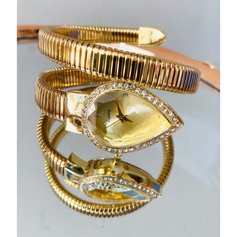Relógio de Quartzo Feminino com Mostrador em Forma de Cobra - Design Elegante e Precisão Confiável