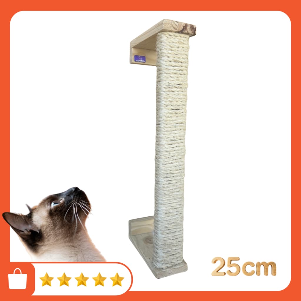 Arranhador para Gatos em Madeira 25cm em Pinus Sisal Resistente premium gato Gatificação Prateleira