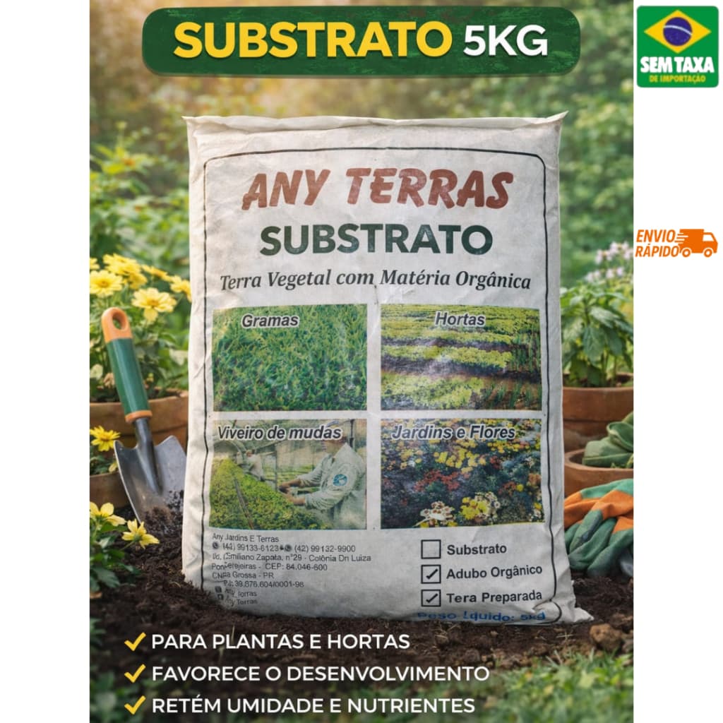 Substrato Premium para Plantas e Hortas 5kg - Rico em Matéria Orgânica