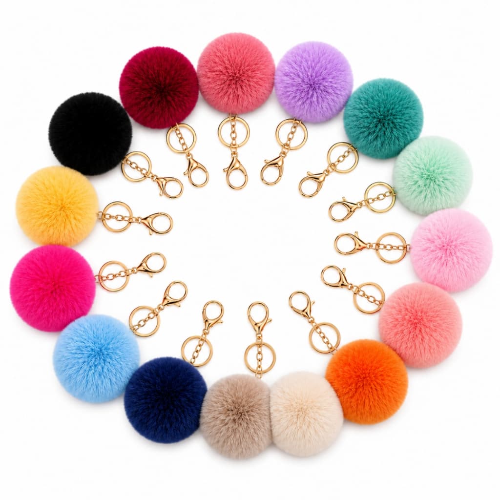 Kit 24 Chaveiro Pompom De Pelúcia Felpudo Atacado Cores Variadas Promoção
