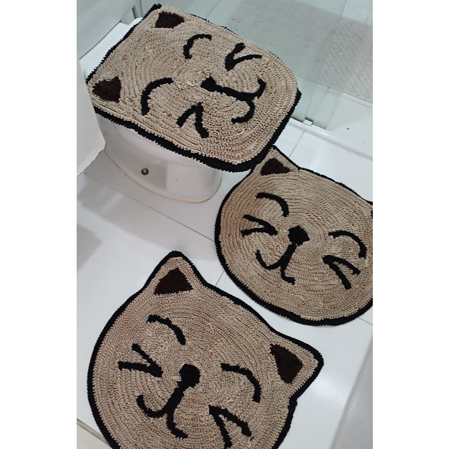 Conjunto de banheiro de Gatinhos Modelo 2 frufru antiderrapante