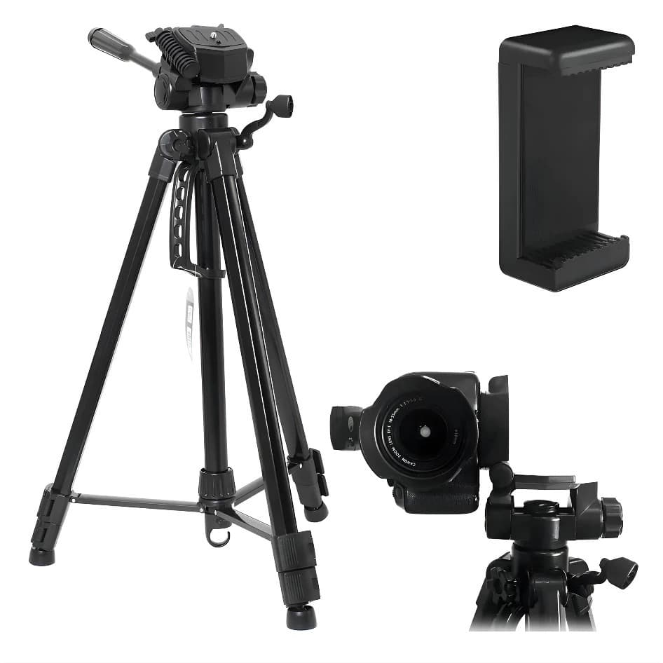 Tripé Profissional 1,80m com Suporte Celular e Bolsa de Transporte para Celular Câmera Canon, Sony