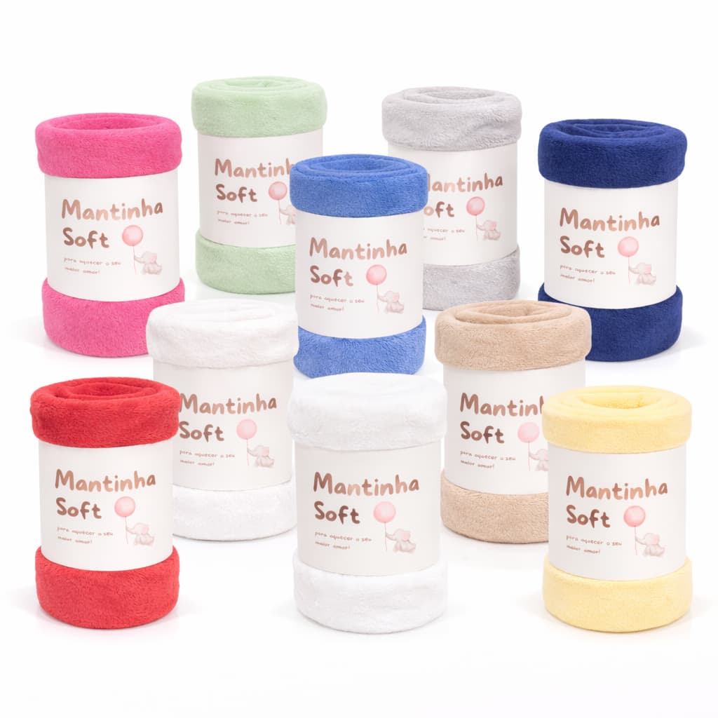 Kit 50 Mantas Bebê Fofinha Microfibra Pet Multiuso Antialérgico