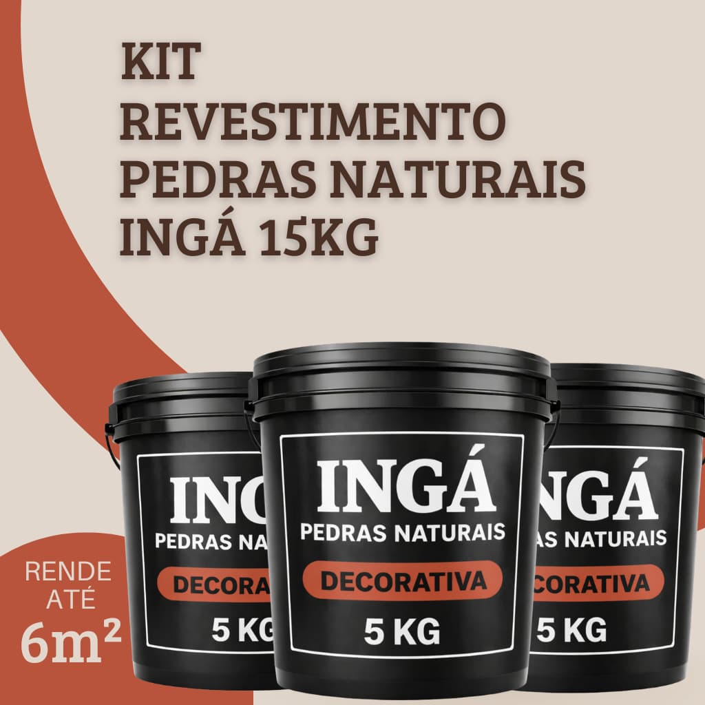 KIT REVESTIMENTO DECORATIVO PEDRAS NATURAIS 15KG - INGÁ PEDRAS - ACABAMENTO DECORATIVO PARA FACHADAS