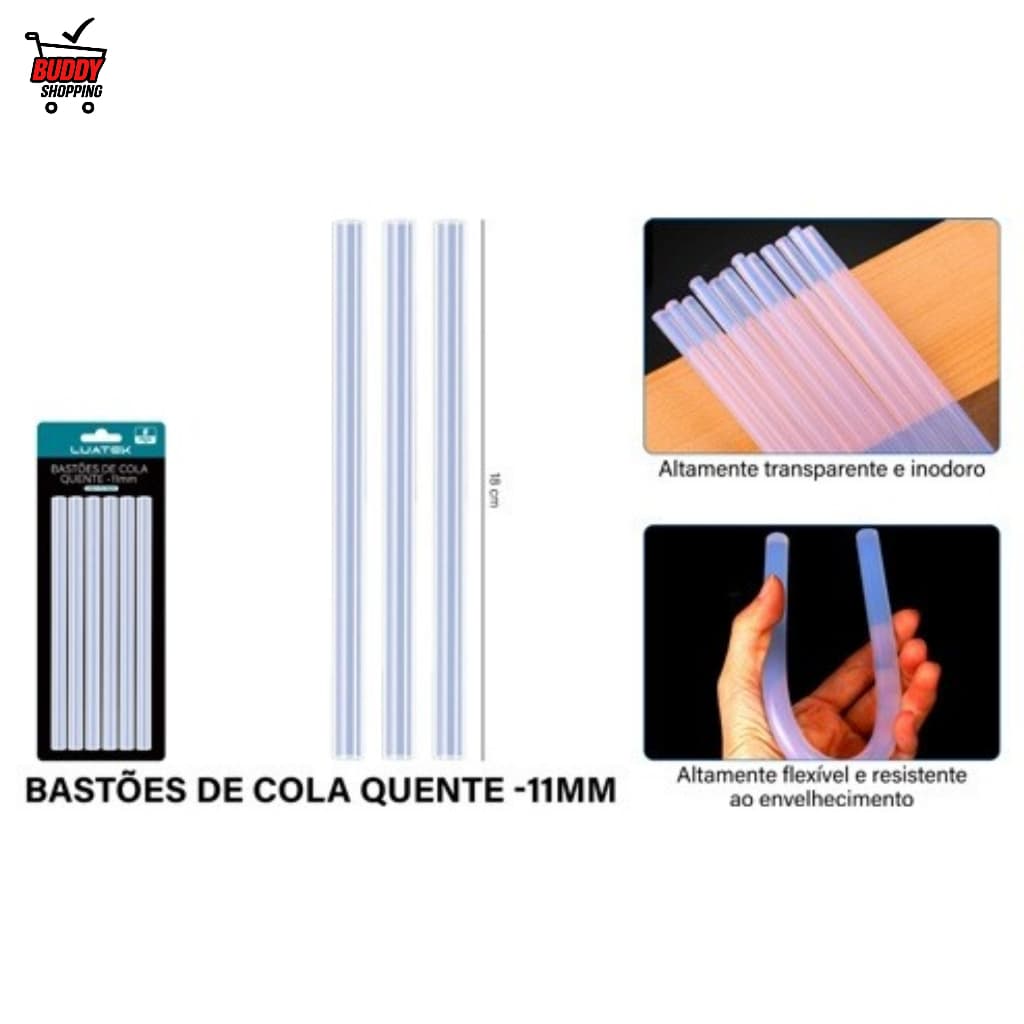 Bastão de Cola Quente Silicone Transparente Refil para Artesanato e Reparos 7mm/11mm Premium