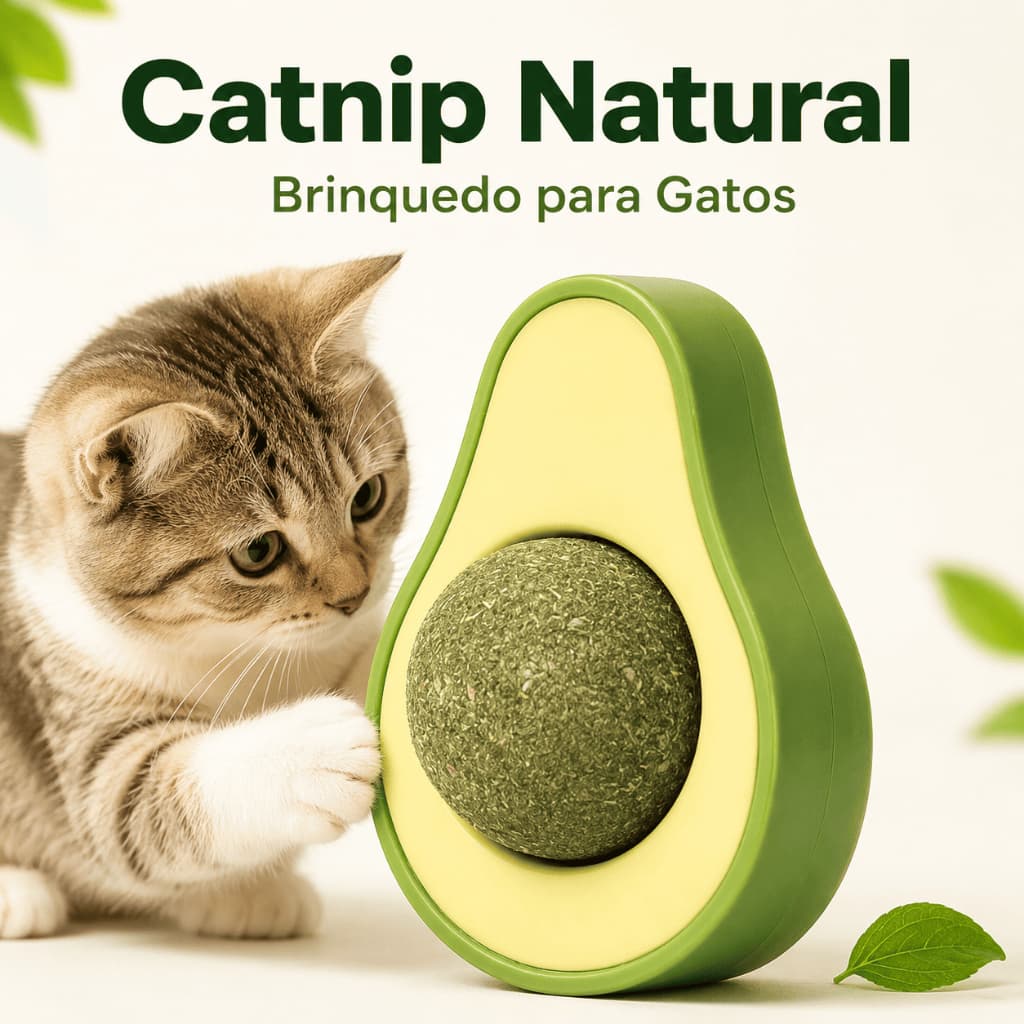 Brinquedo para Gato com Catnip Natural Formato Abacate Erva do Gato Interativo