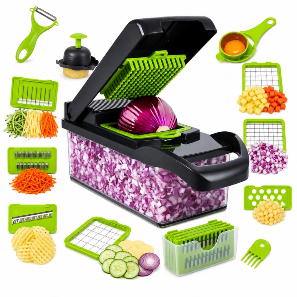 Cortador Fatiador Legumes 16 em 1 Multifuncional Manual Multiuso Fruta Alimentos Salada Para Cozinha