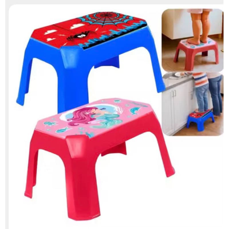 Banqueta Infantil Plástico Resistente Até 30kg Banquinho Criança Antiderrapante Colorido