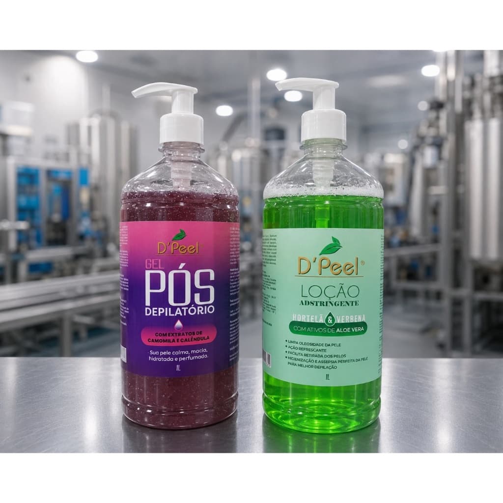 KIT LOÇÃO ADSTRINGENTE 1L + GEL PÓS DEPILATÓRIO 1L D'PEEL - HIDRATAÇÃO, REVITALIZAÇÃO, SUAVIZAÇÃO, REFRESCANTE, CALMANTE