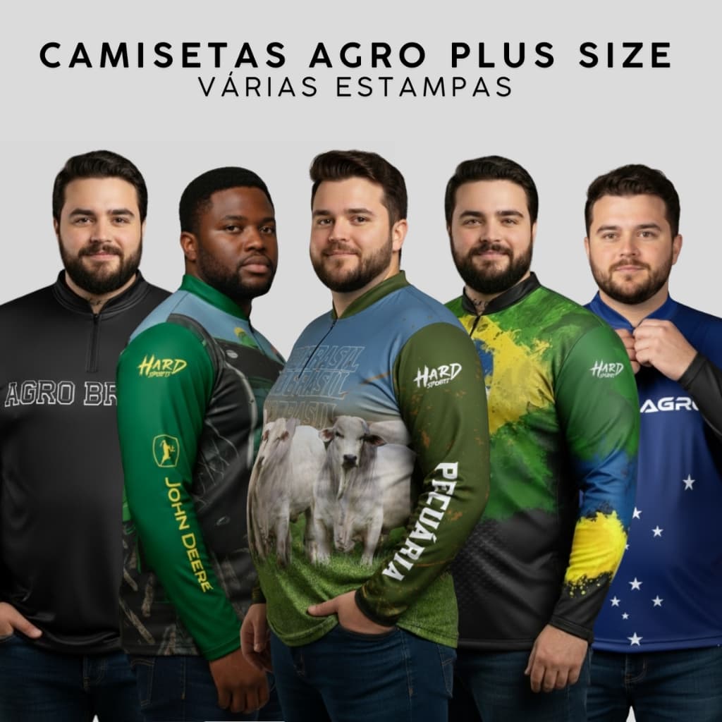 Camisas Agro Plus Size com Porteção Solar UV50+ e Tecnologia Dryfit