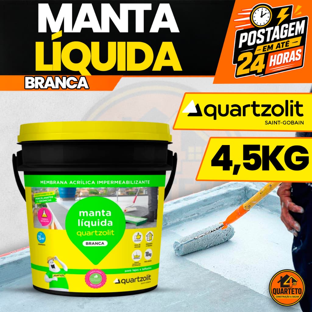Manta Líquida Branca 4,5kg Quartzolit Impermeabilizante Telhado