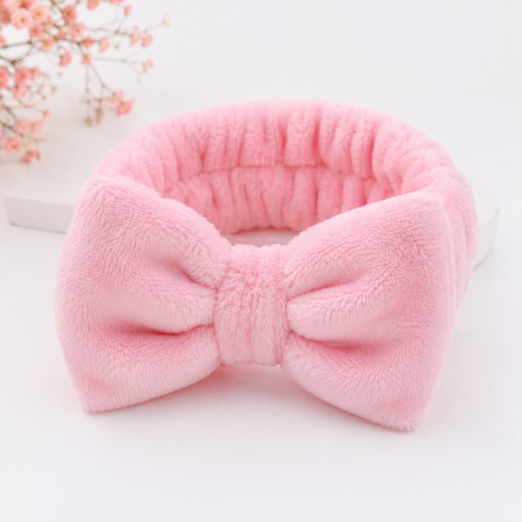 Faixa De Cabelo Laço Rosa Para Maquiagem Skincare Spa Make Limpeza De Pele