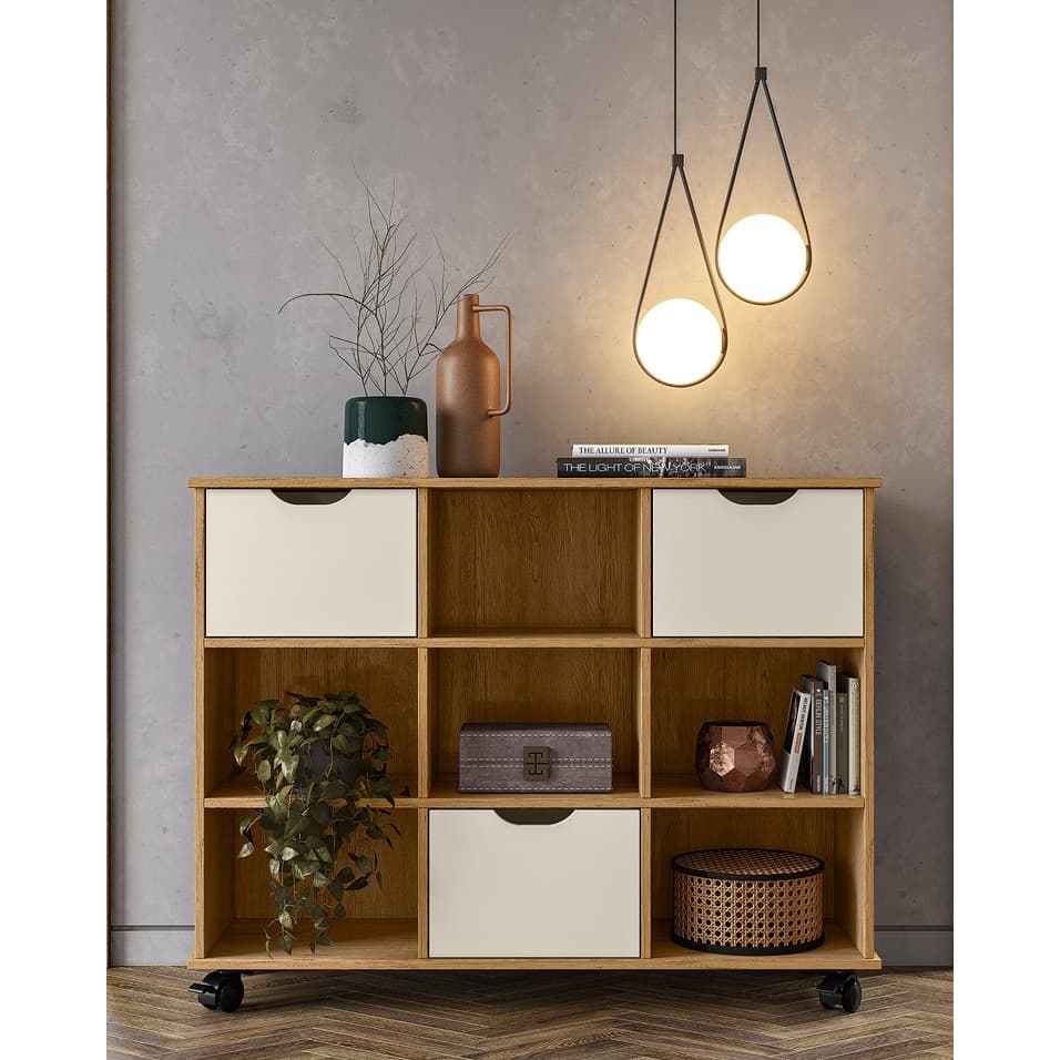 Organizador com 3 gavetas - Estante Nicho Organizador sala e quarto - Diversas Cores - Rodízios com trava