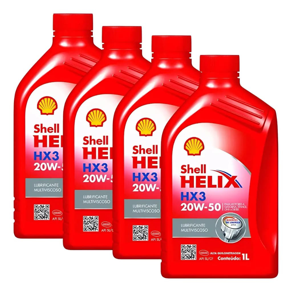 Kit 4 20w-50 Óleo Motor 20w-50 Shell Helix Hx3 Mineral e Filtro
