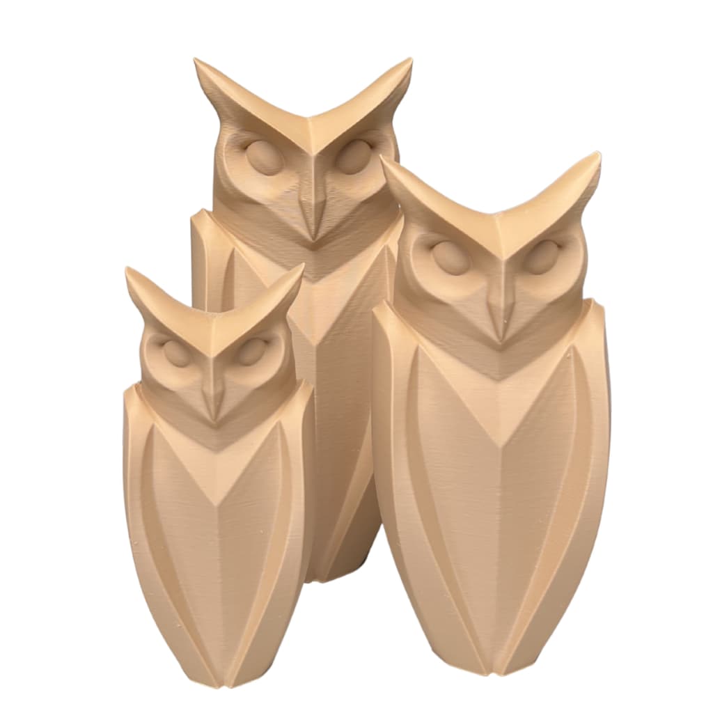 Kit Trio De Corujas Decoração Sorte Enfeite Sabedoria Sala Quarto Impressão 3D