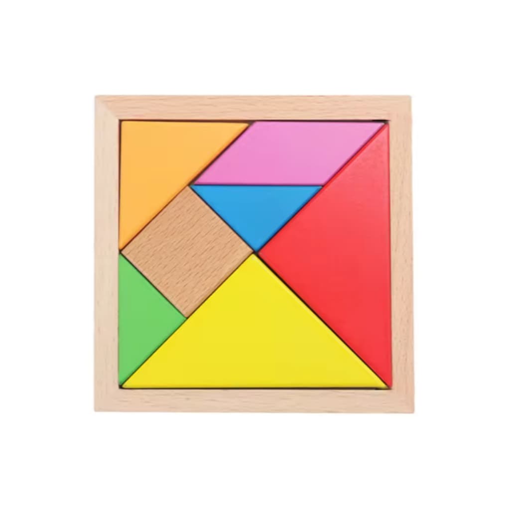 Tangram Madeira Educativo 7 Peças Quebra Cabeça