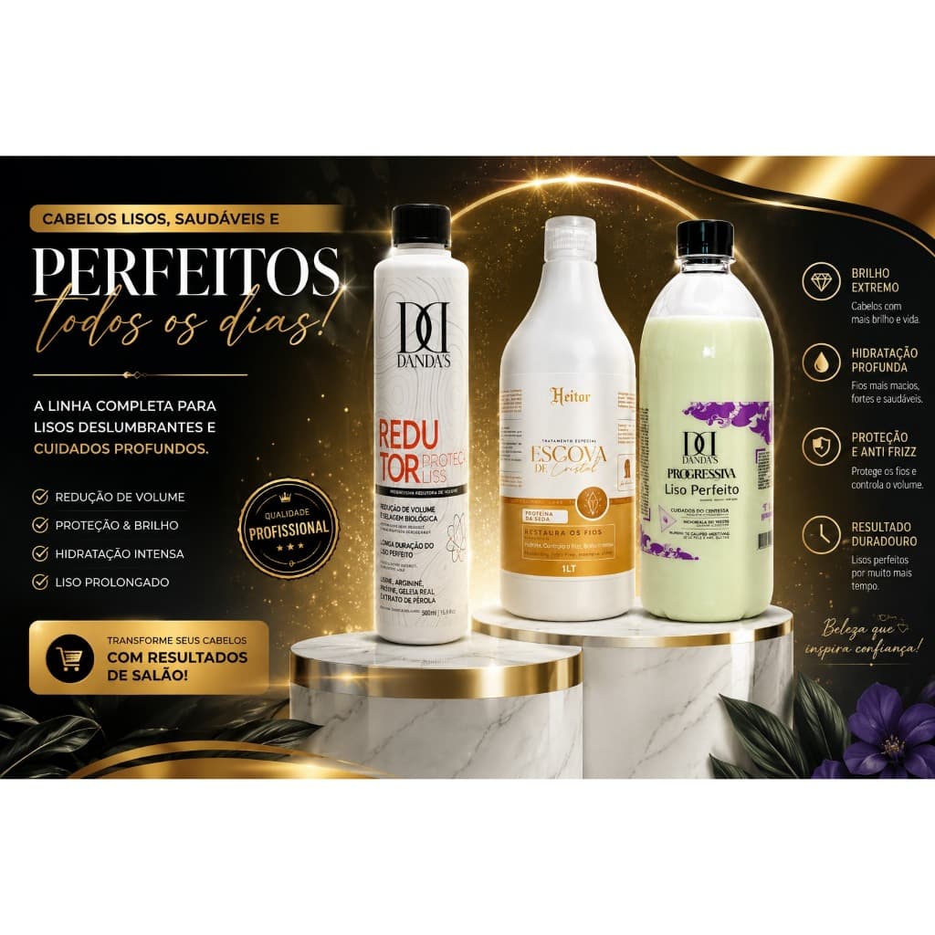 Progressiva Profissional Danda’s & Heitor – Liso Perfeito com Brilho Intenso