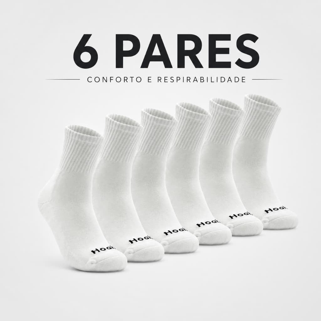 Kit 6 Pares Meias Cano Alto Algodão Premium Masculina Feminina  ideal Para Quem Busca Conforto
